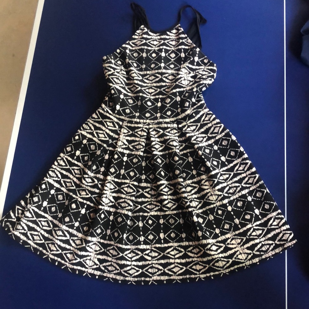 Black and white patterned Homecoming Mini Dress
